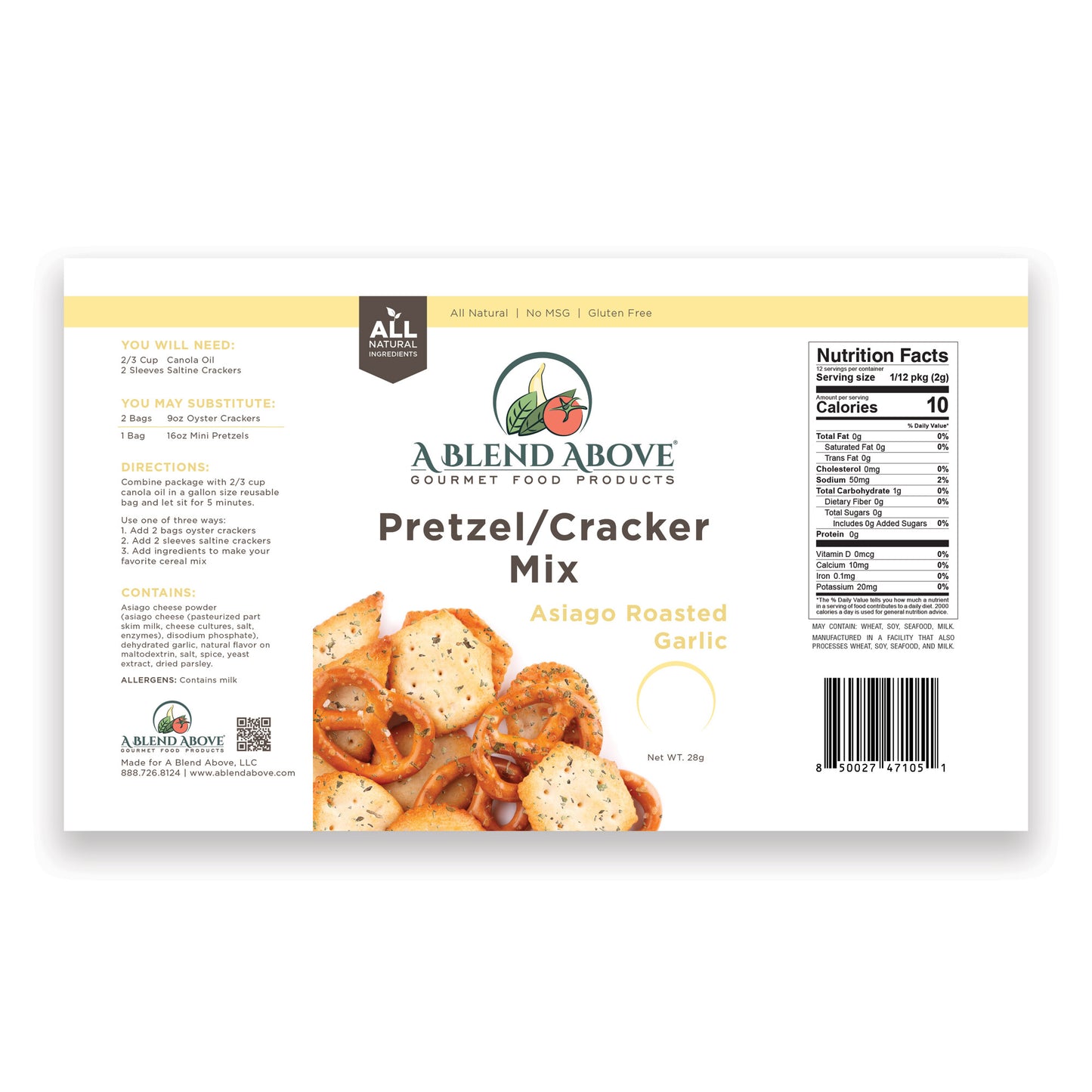 Asiago Roasted Garlic Pretzel/Cracker Mix