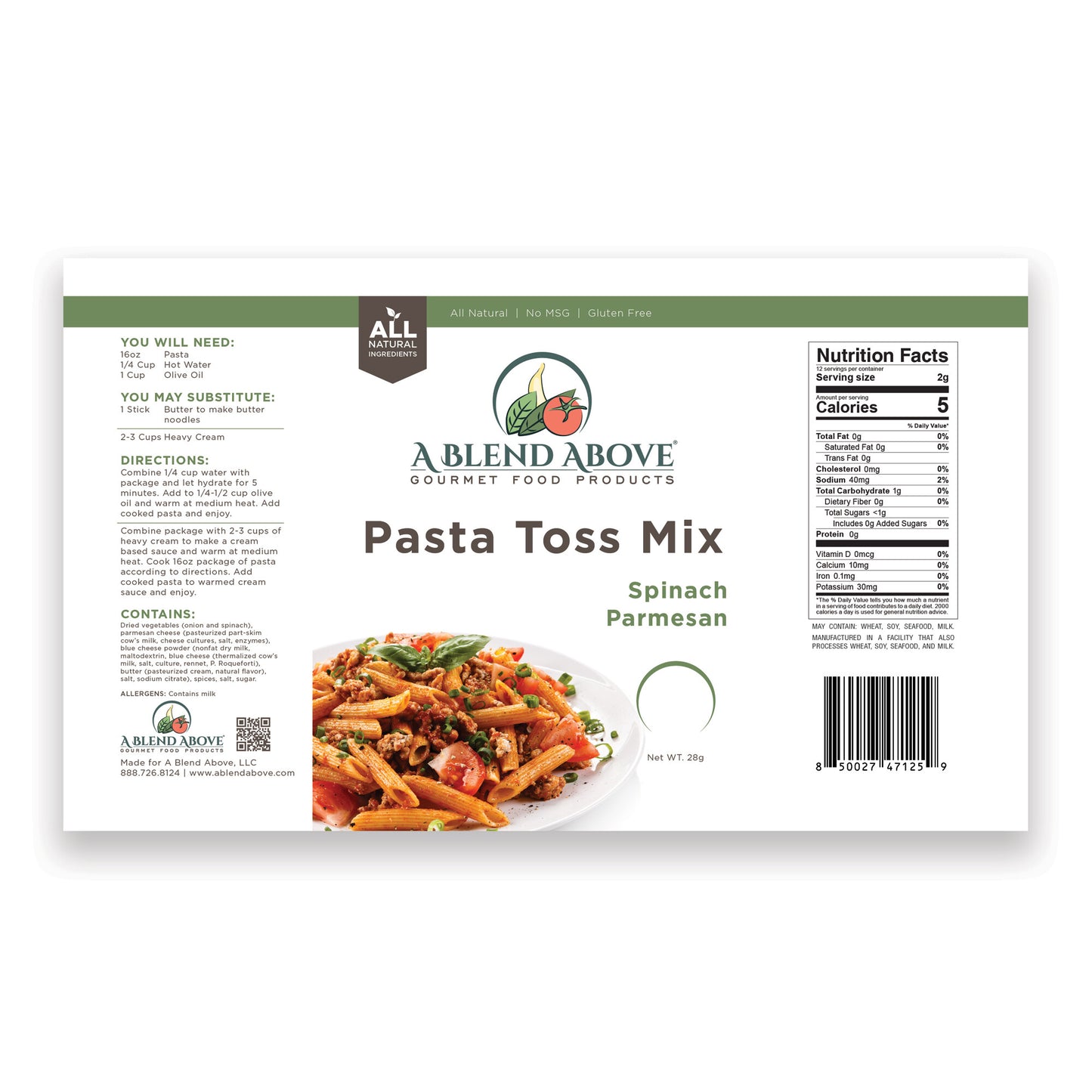 Spinach Parmesan Pasta Toss Mix