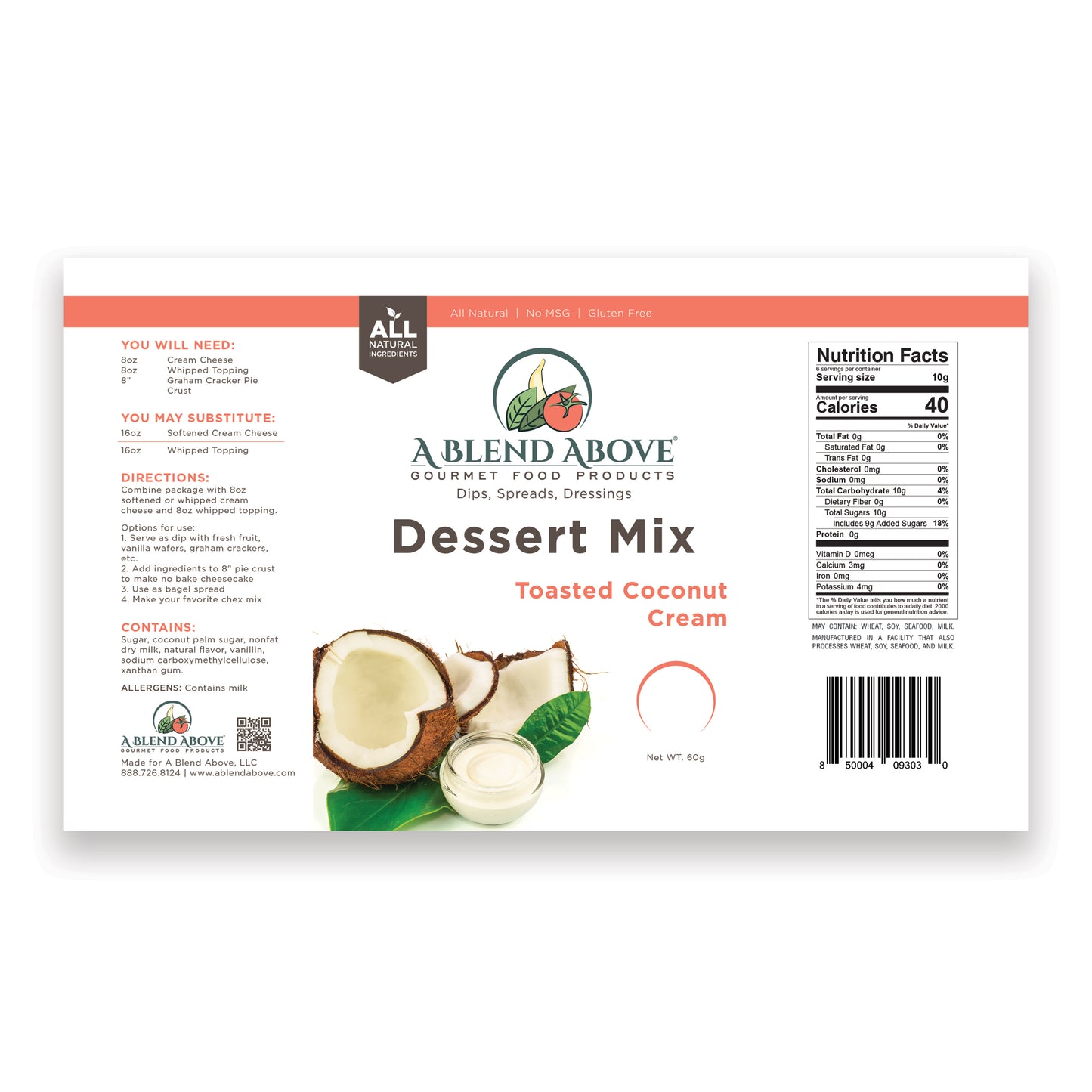 Toasted Coconut Cream Dessert Mix