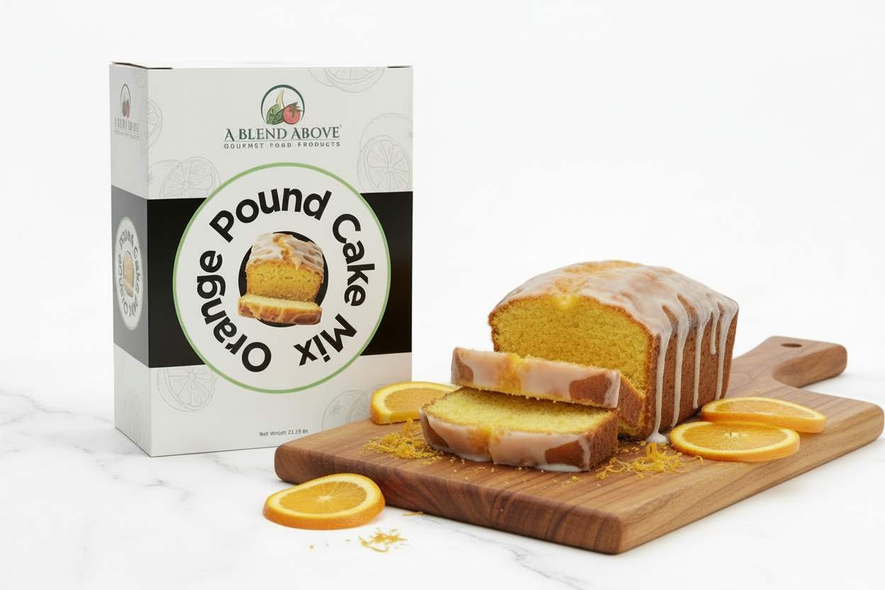 Orange Pound Cake on Rustic Wood Board