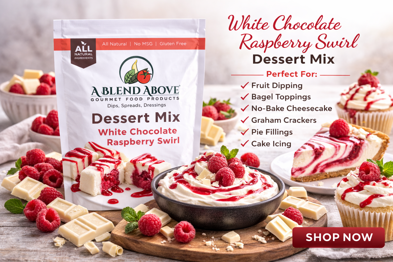 White Chocolate Raspberry Swirl Dessert Mix
